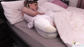 ABDL Girl who's asleep has a wet diaper
