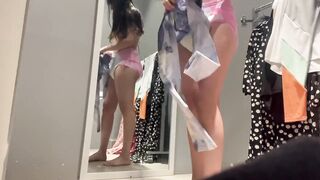 Cute Diaper Girl Wets her diaper in Fitting Room