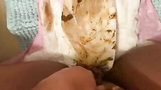 Messy diaper scat masturbation