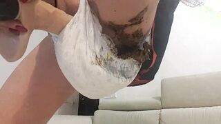 Woman orgasm in diaper