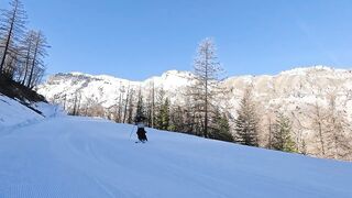 Girl Skiing in Diapers