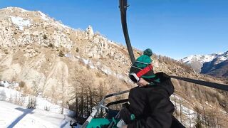 Girl Skiing in Diapers