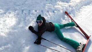 Girl Skiing in Diapers