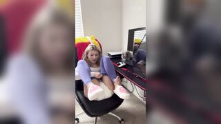 Diaper girl wets diaper while gaming