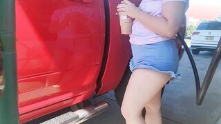 Diaper Peeking Out At The Gas Pump (Patreon)