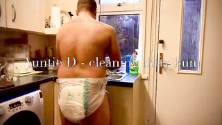 Aunt changes fat mans dirty diaper