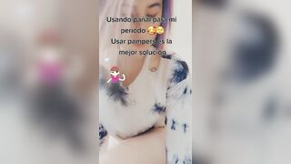 Mexican tiktok girl wears diaper for period