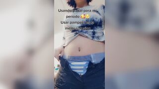 Mexican tiktok girl wears diaper for period