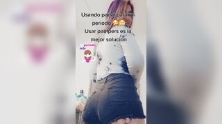 Mexican tiktok girl wears diaper for period