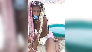 Diaper Girl Plays in Mini Pool