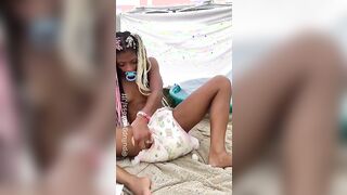 Diaper Girl Plays in Mini Pool