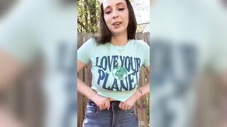 PBL - Cute, talkative brunette absolutely loads her pullup to the brim underneath her jeans